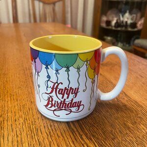 Vintage Colorful Balloons Happy Birthday Themed Coffee Cup Mug by Flowers Inc.